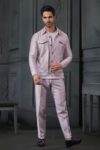 Blush Pink Silk Blend Bomber Jacket Set