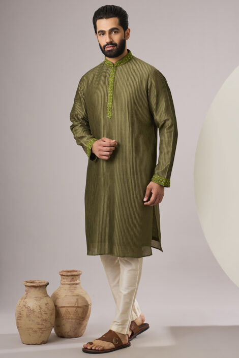 Green Silk Kurta Set
