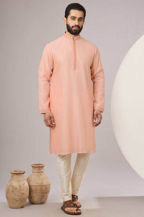 Peach Silk Kurta Set