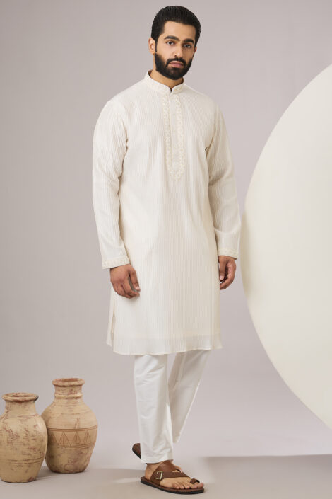 Off-White Silk Kurta Set