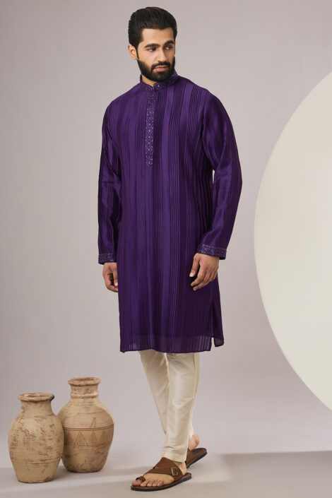 Purple Silk Kurta Set