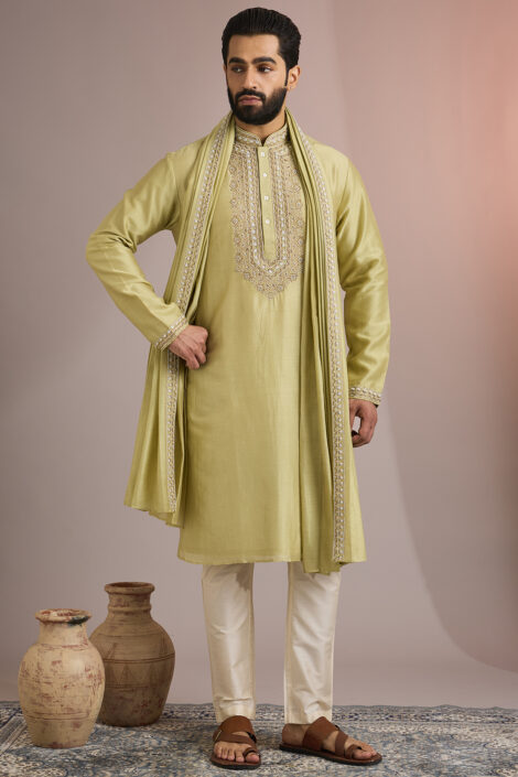 Light Green Silk Kurta Set