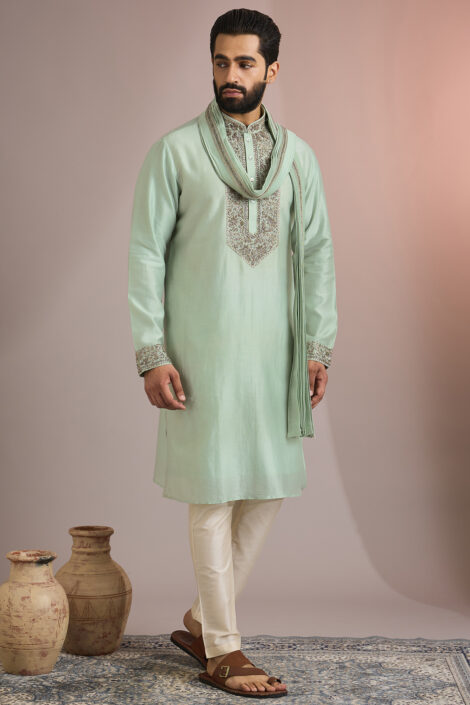 Mint Silk Kurta Set