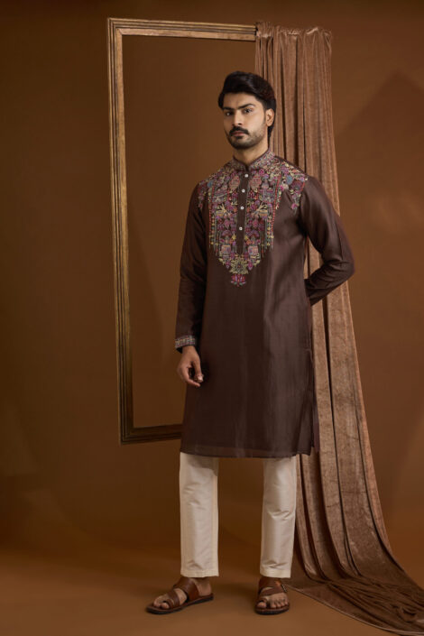 Brown Silk Kurta Set