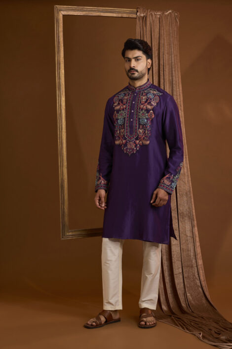 Purple Silk Kurta Set