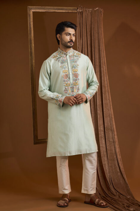 Mint Silk Kurta Set
