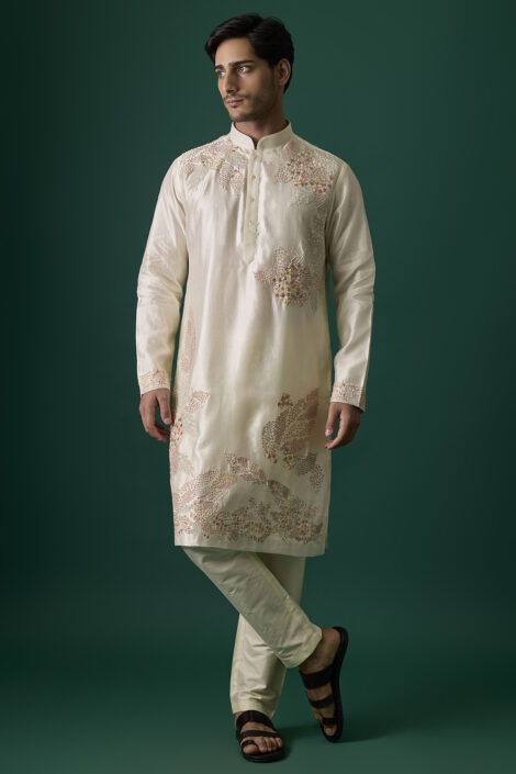 Off-White Silk Kurta Set